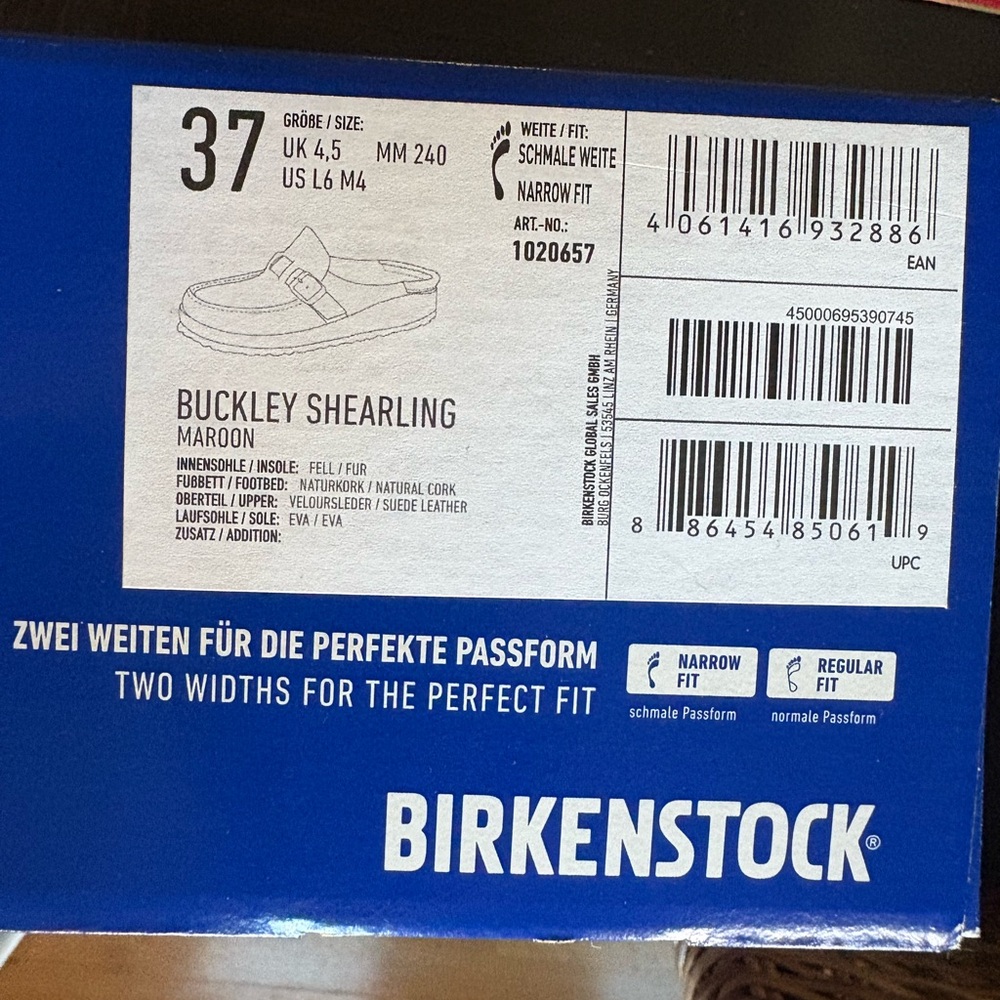 Birkenstock Maroon Buckley Shearling Clogs - Picture 2 of 6